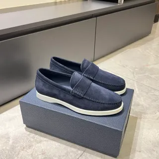 Dior Loafer Navy White Suede Upper Braided Leather Strap Loafer