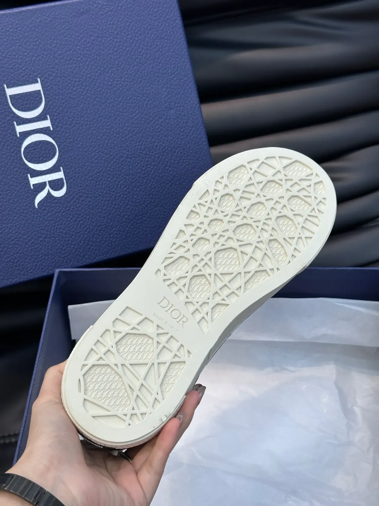 Dior Navy Beige Suede Upper Patterned Side Panel Lifestyle Sneakers 2