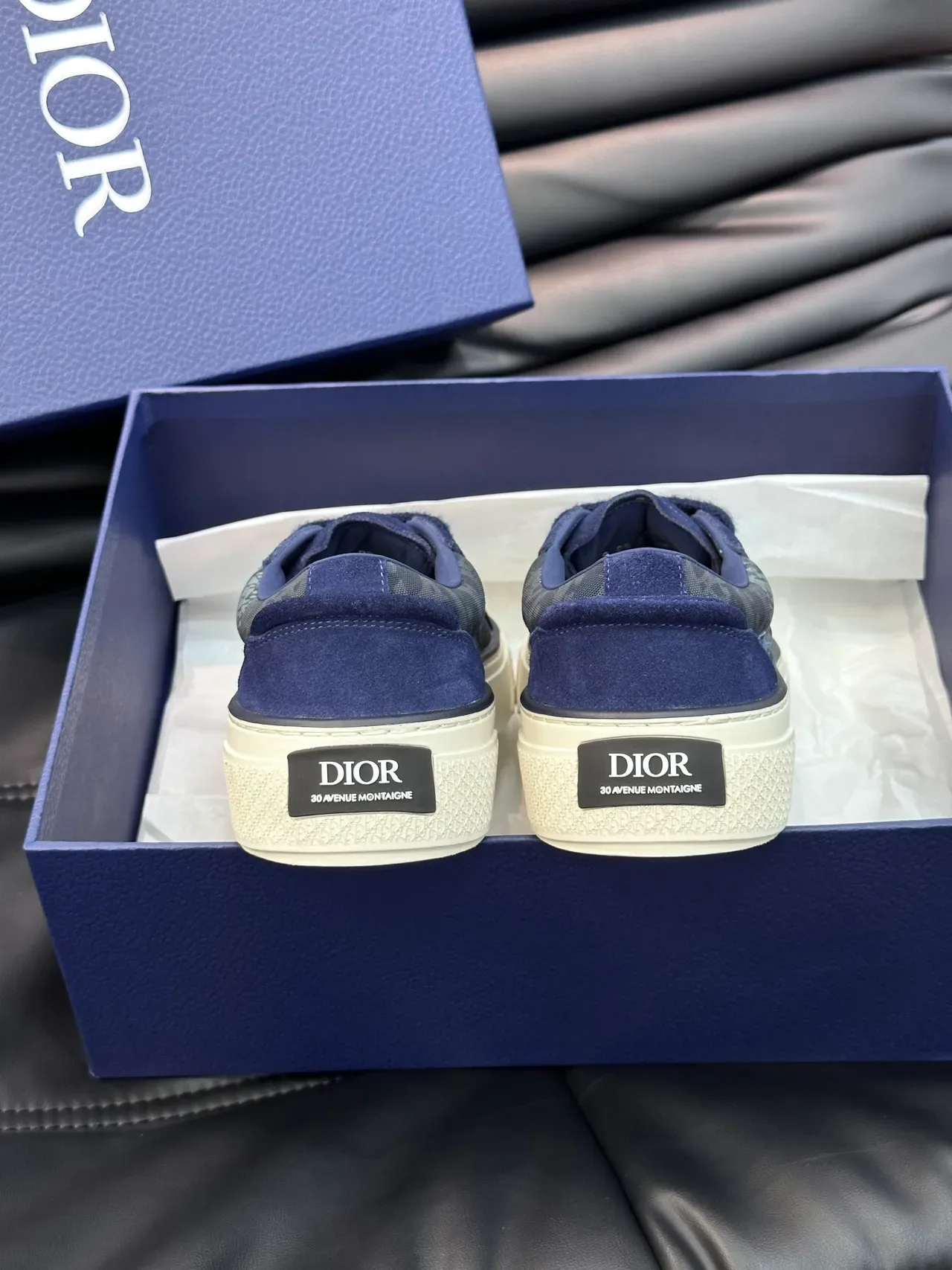 Dior Navy Beige Suede Upper Patterned Side Panel Lifestyle Sneakers 3