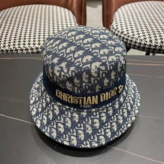 Dior Oblique Monogram Navy and Cream Bucket Hat 9