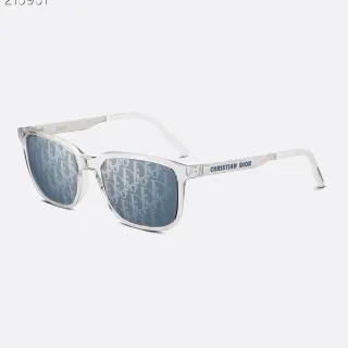 Dior 斜矩形透明框 蓝灰色镜面太阳镜