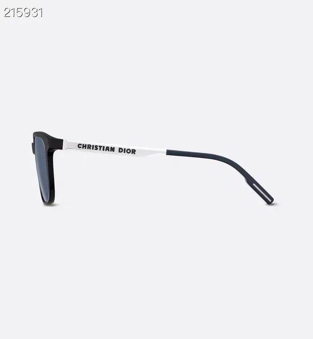 Dior Oblique Rectangular Transparent Frame Blue Gray Mirrored Sunglasses 3