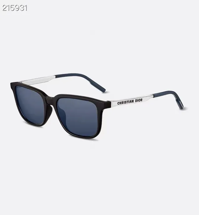 Dior Oblique Rectangular Transparent Frame Blue Gray Mirrored Sunglasses 5