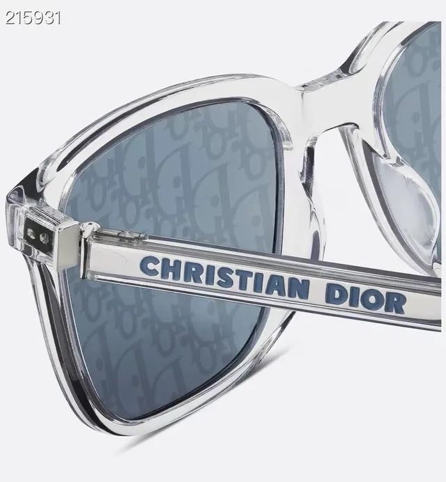 Dior Oblique Rectangular Transparent Frame Blue Gray Mirrored Sunglasses 6