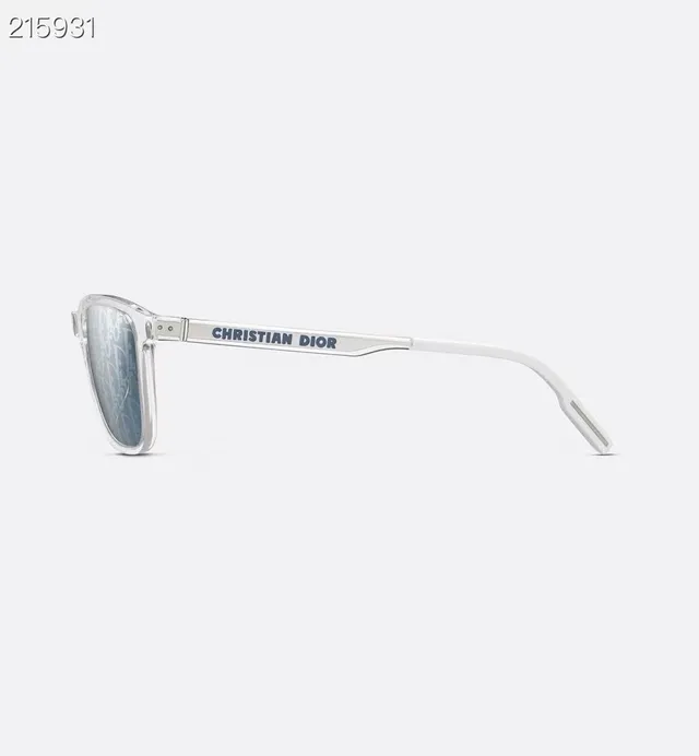 Dior Oblique Rectangular Transparent Frame Blue Gray Mirrored Sunglasses 7