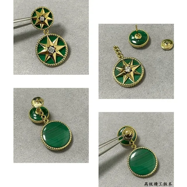Dior Rose des Vents Boucles d'oreilles Double-Circle Starburst Malachite 2