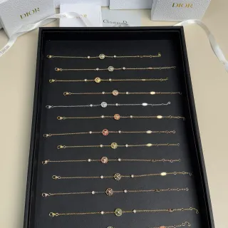 Dior Rose des Vents Gold-Tone Enamel and Crystal Bracelets