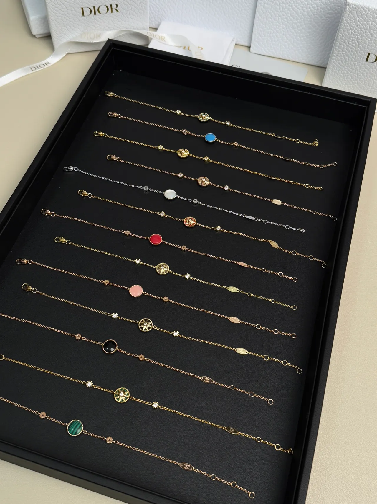 Dior Rose des Vents Gold-Tone Enamel and Crystal Bracelets 2