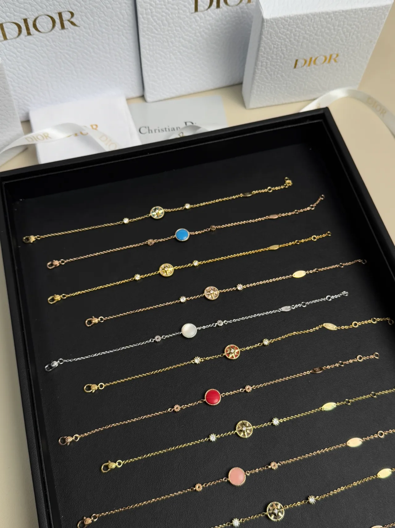 Dior Rose des Vents Gold-Tone Enamel and Crystal Bracelets 4
