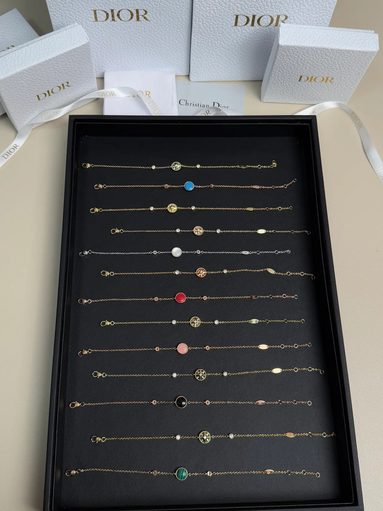 Dior Rose des Vents Gold-Tone Enamel and Crystal Bracelets 5