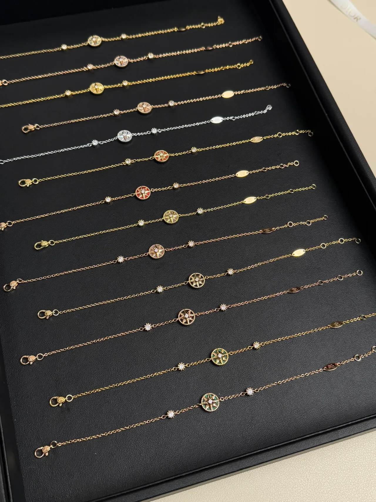 Dior Rose des Vents Gold-Tone Enamel and Crystal Bracelets 7