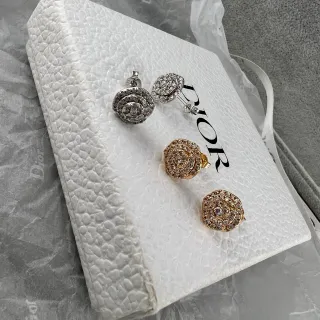 Dior Rose des Vents Silver Gold Pavé Crystal Earrings