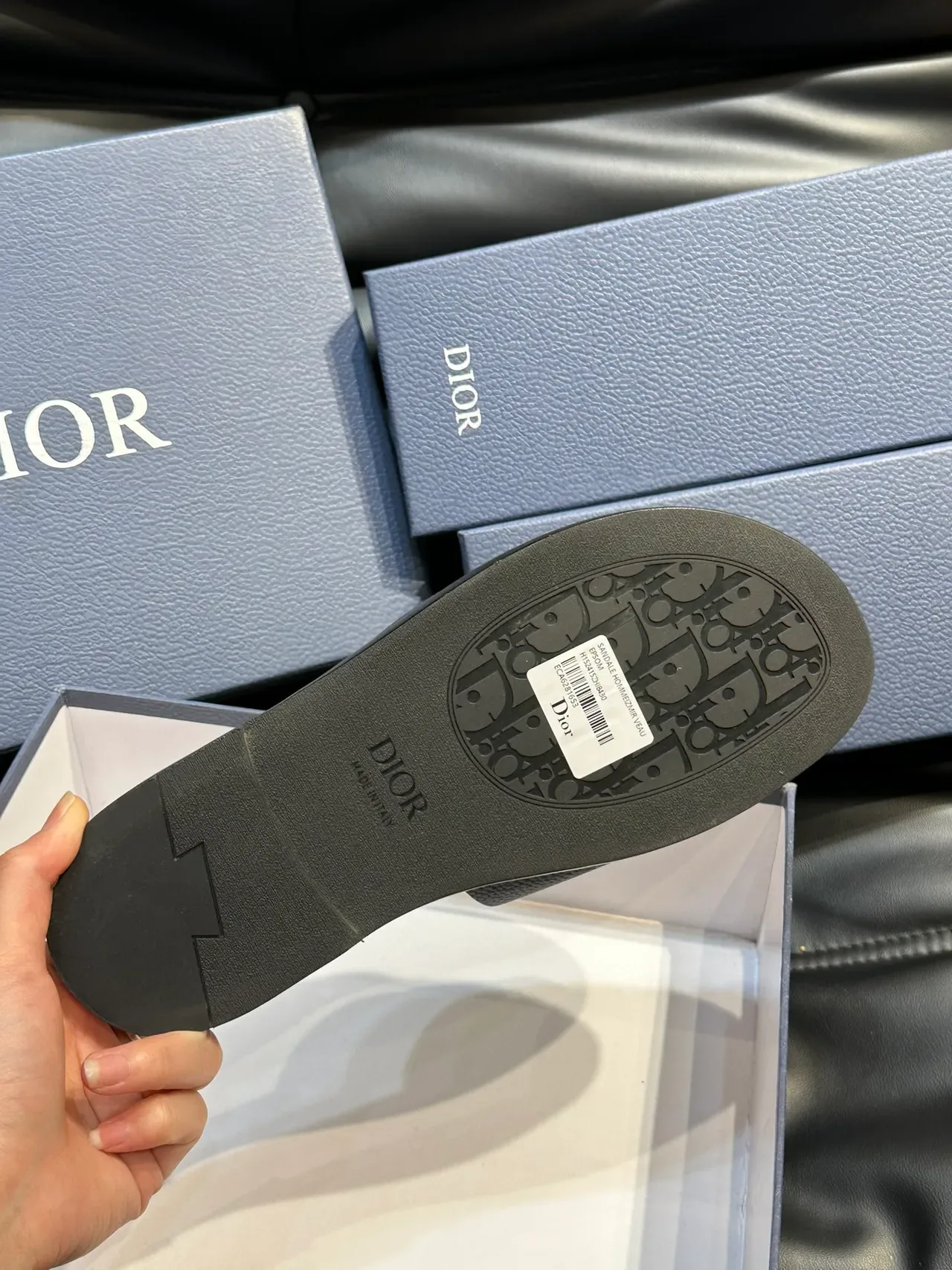 Dior Slide Logo-Cutout Leather Slippers 2