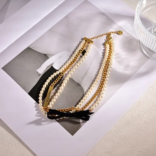 Dior White Gold Multi-Strand Pearl-and-Chain Necklace 2