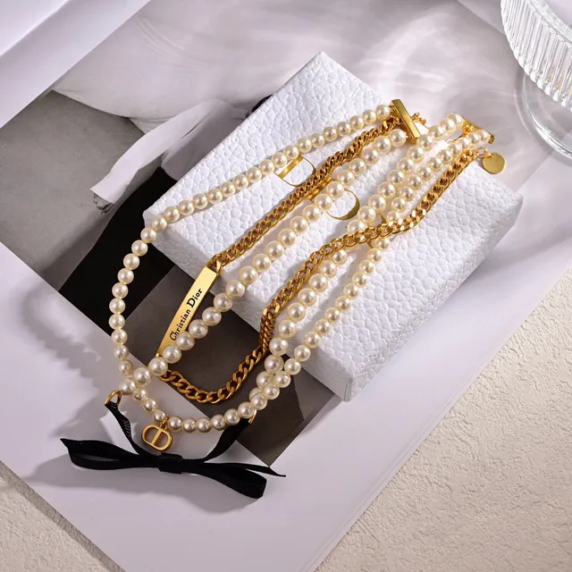Dior White Gold Multi-Strand Pearl-and-Chain Necklace 4