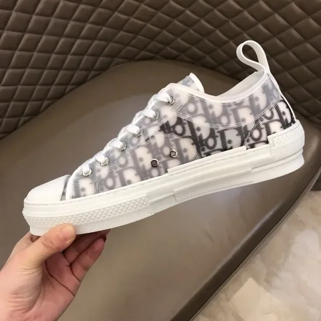 Dior White Gray Monogram-Print Mesh Upper Layered Block Midsole Lifestyle Sneakers 3