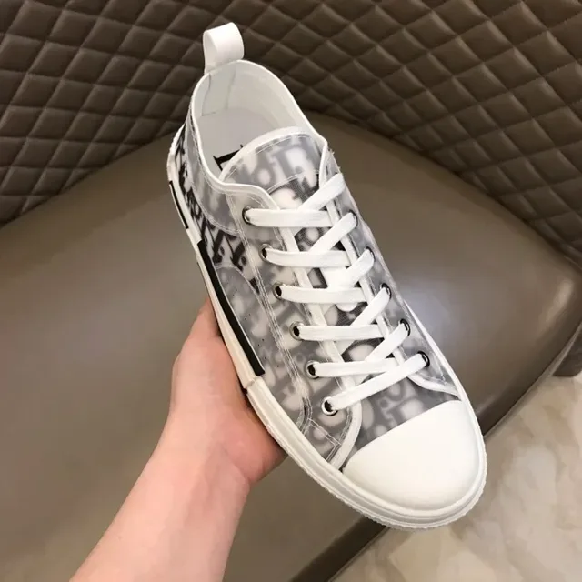 Dior White Gray Monogram-Print Mesh Upper Layered Block Midsole Lifestyle Sneakers 6