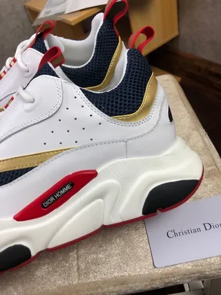 Dior White Navy Sole Multi-Panel Construction Chunky Sneakers 2