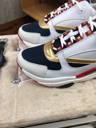 Dior White Navy Sole Multi-Panel Construction Chunky Sneakers 3