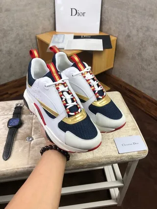 Dior White Navy Sole Multi-Panel Construction Chunky Sneakers 6