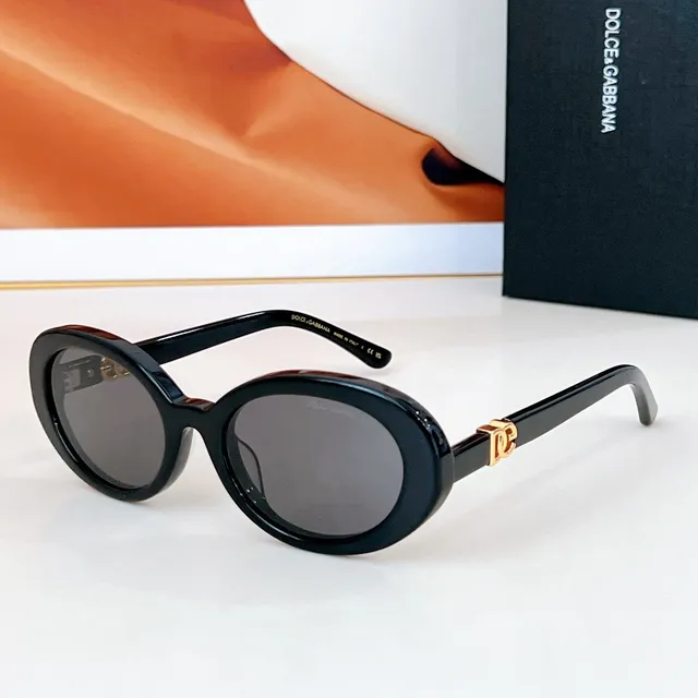 Dolce & Gabbana NS1 Lunettes de Soleil Ovales Brillantes Noires 2