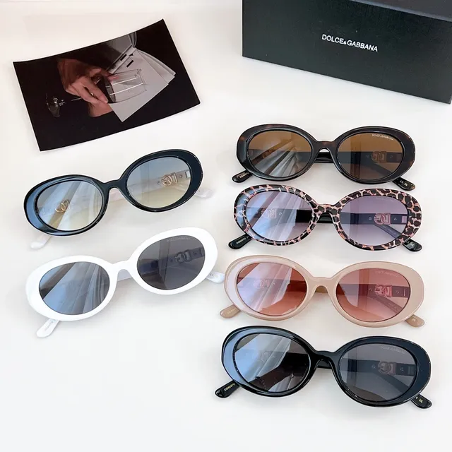 Dolce & Gabbana NS1 Lunettes de Soleil Ovales Brillantes Noires 8