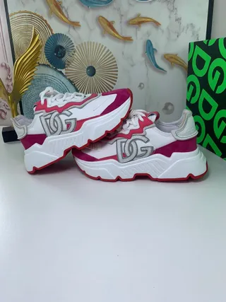 Dolce & Gabbana NS1 White Pink Sole Oversized Monogram Chunky Sneakers 2