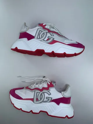 Dolce & Gabbana NS1 White Pink Sole Oversized Monogram Chunky Sneakers 3