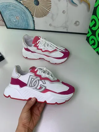 Dolce & Gabbana NS1 White Pink Sole Oversized Monogram Chunky Sneakers 6
