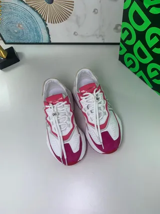 Dolce & Gabbana NS1 White Pink Sole Oversized Monogram Chunky Sneakers 7