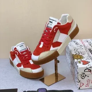 Dolce & Gabbana Portofino Red White Beige Lifestyle Sneakers