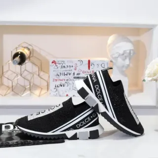 Dolce & Gabbana Speed Trainer Black Crystal-Embellished Laceless Lifestyle Sneakers