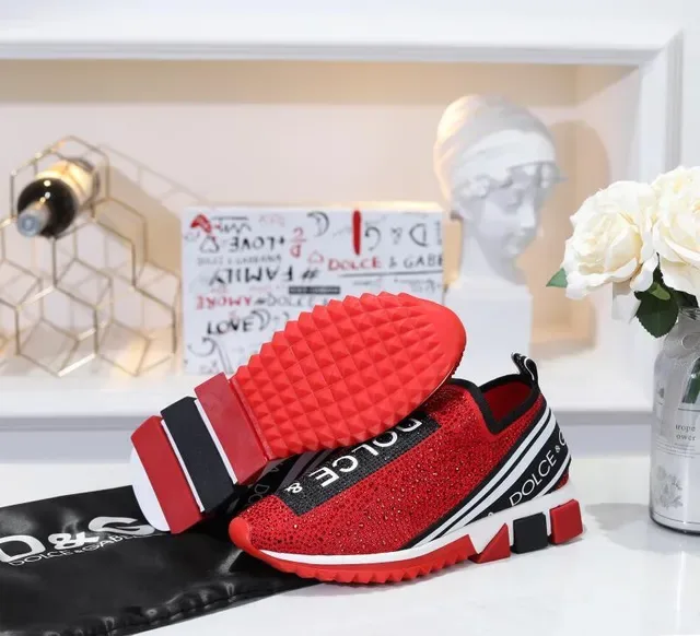 Dolce & Gabbana Speed Trainer Chaussures Lifestyle sans lacets en tricot rouge 2