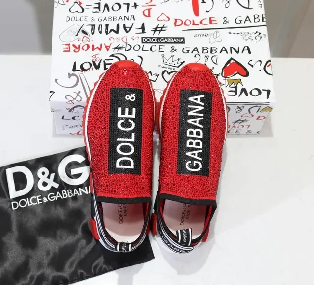 Dolce & Gabbana Speed Trainer Chaussures Lifestyle sans lacets en tricot rouge 3