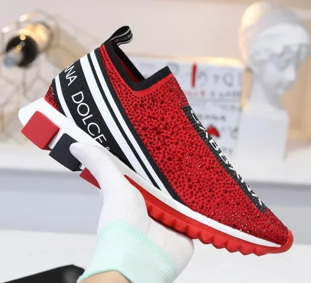 Dolce & Gabbana Speed Trainer Chaussures Lifestyle sans lacets en tricot rouge 4