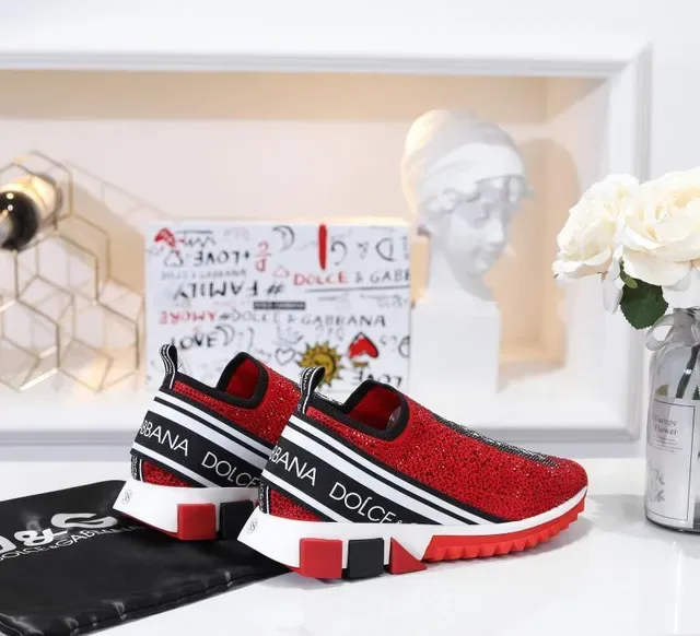 Dolce & Gabbana Speed Trainer Chaussures Lifestyle sans lacets en tricot rouge 5