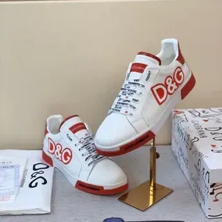 Dolce & Gabbana White and Red Logo Lifestyle Sneakers