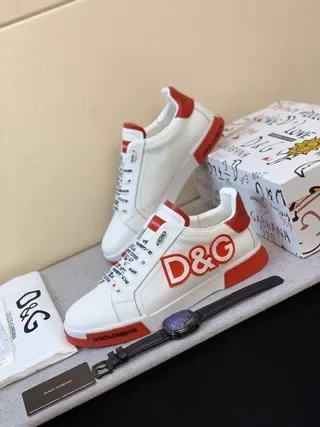 Dolce & Gabbana Tênis Lifestyle com Logo Branco e Vermelho 3