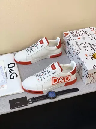 Dolce & Gabbana Tênis Lifestyle com Logo Branco e Vermelho 4