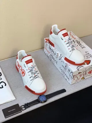 Dolce & Gabbana Tênis Lifestyle com Logo Branco e Vermelho 5