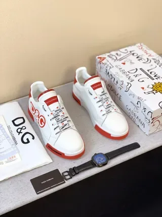 Dolce & Gabbana Tênis Lifestyle com Logo Branco e Vermelho 6