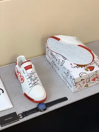 Dolce & Gabbana Tênis Lifestyle com Logo Branco e Vermelho 8
