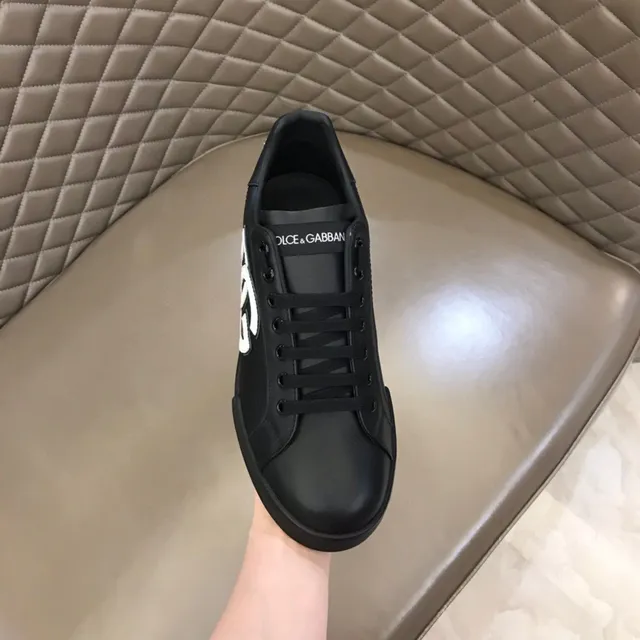 Dolce & Gabbana حذاء أسلوب حياة أسود أبيض منخفض القمة منصة وحدة النعل 4