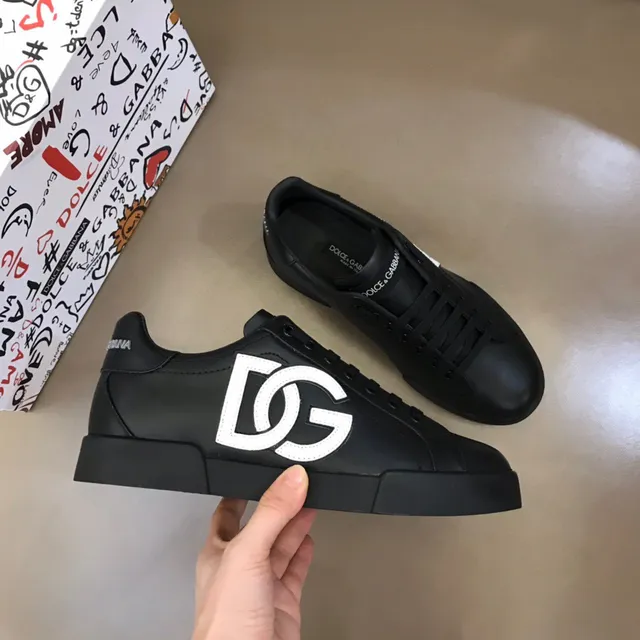 Dolce & Gabbana حذاء أسلوب حياة أسود أبيض منخفض القمة منصة وحدة النعل 7