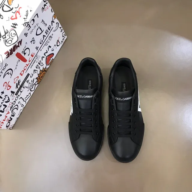 Dolce & Gabbana حذاء أسلوب حياة أسود أبيض منخفض القمة منصة وحدة النعل 9