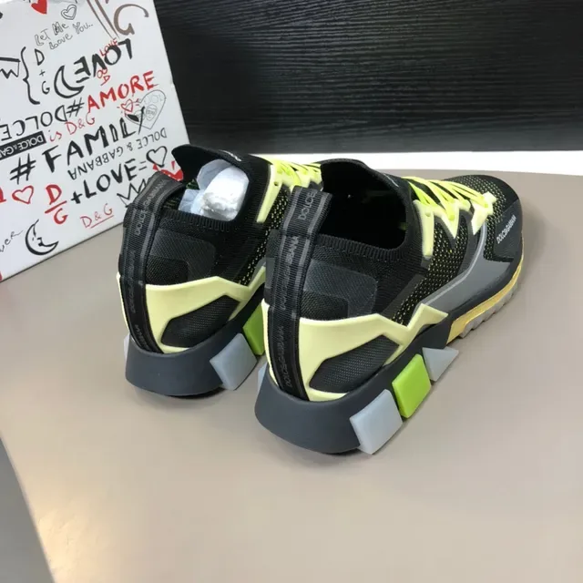 Dolce & Gabbana Black Yellow Knit Mesh Upper Sock-Fit Collar Sneakers 3