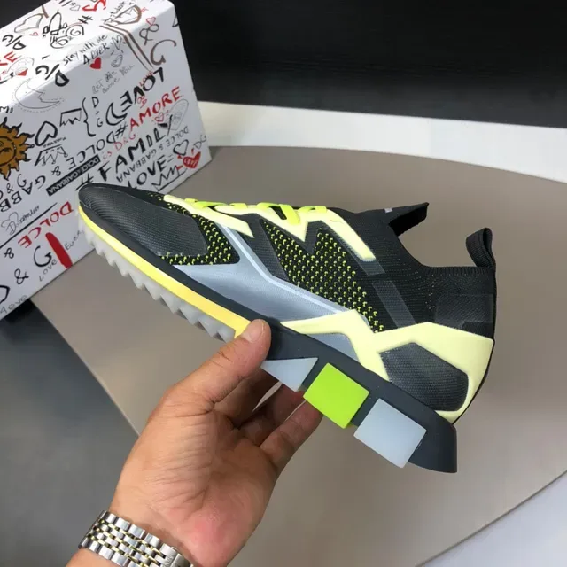 Dolce & Gabbana Black Yellow Knit Mesh Upper Sock-Fit Collar Sneakers 5