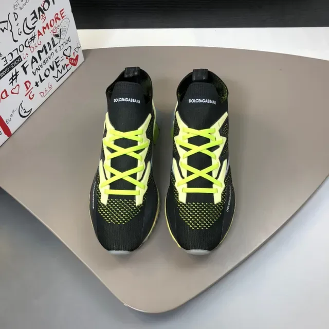 Dolce & Gabbana Black Yellow Knit Mesh Upper Sock-Fit Collar Sneakers 8