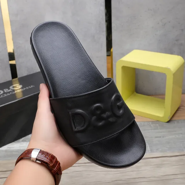 Dolce & Gabbana D&G Slide Black Embossed Monogram Strap Slippers 4