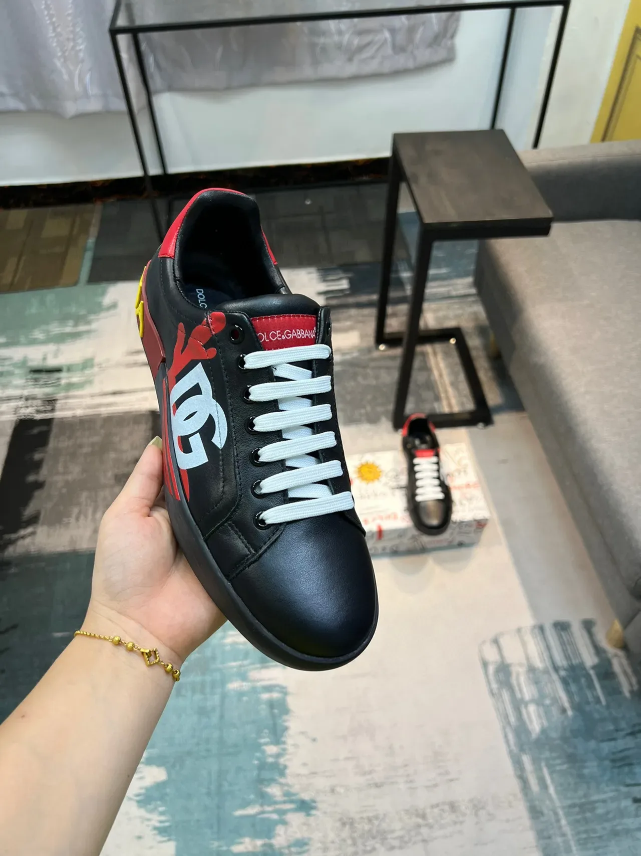 Dolce & Gabbana Graphic Logo Black Red Yellow Lifestyle Sneakers 2